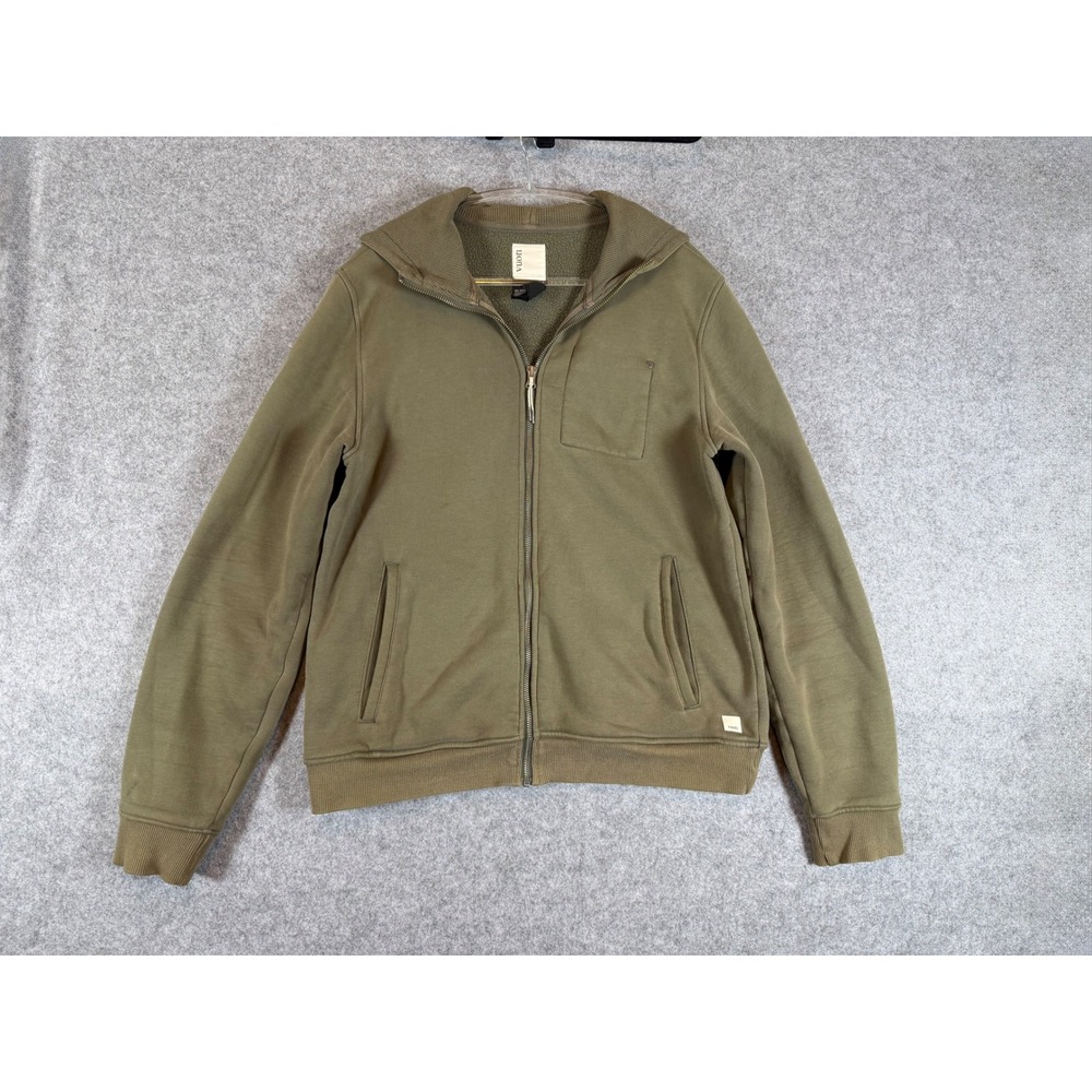 Vuori Zip Up Hoodie Mens Small Olive Green Good Organic Cotton Fleece Hooded